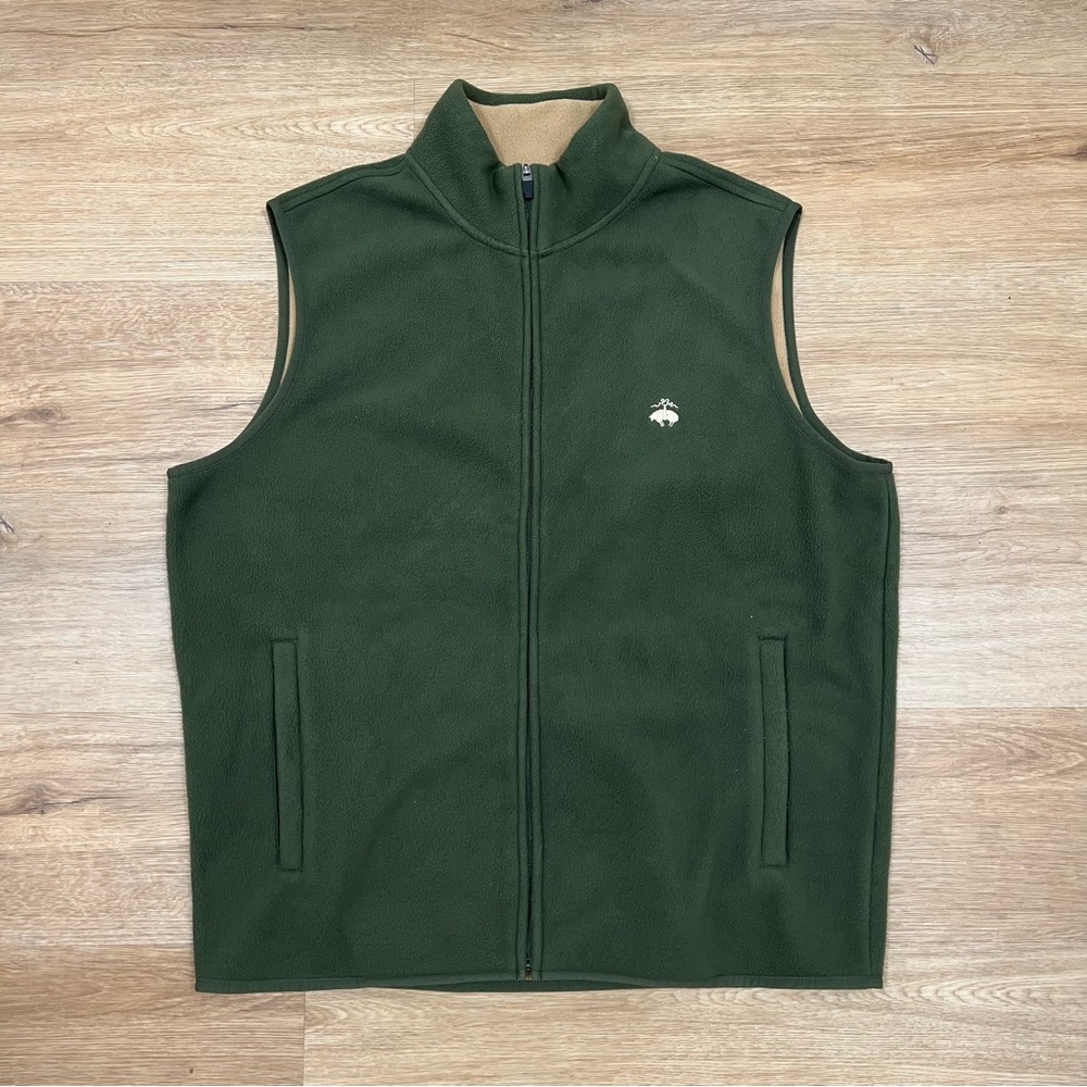 Green Brooks Brothers “346” Full Zip Fleece Vest Mens Size Large Pockets Preppy